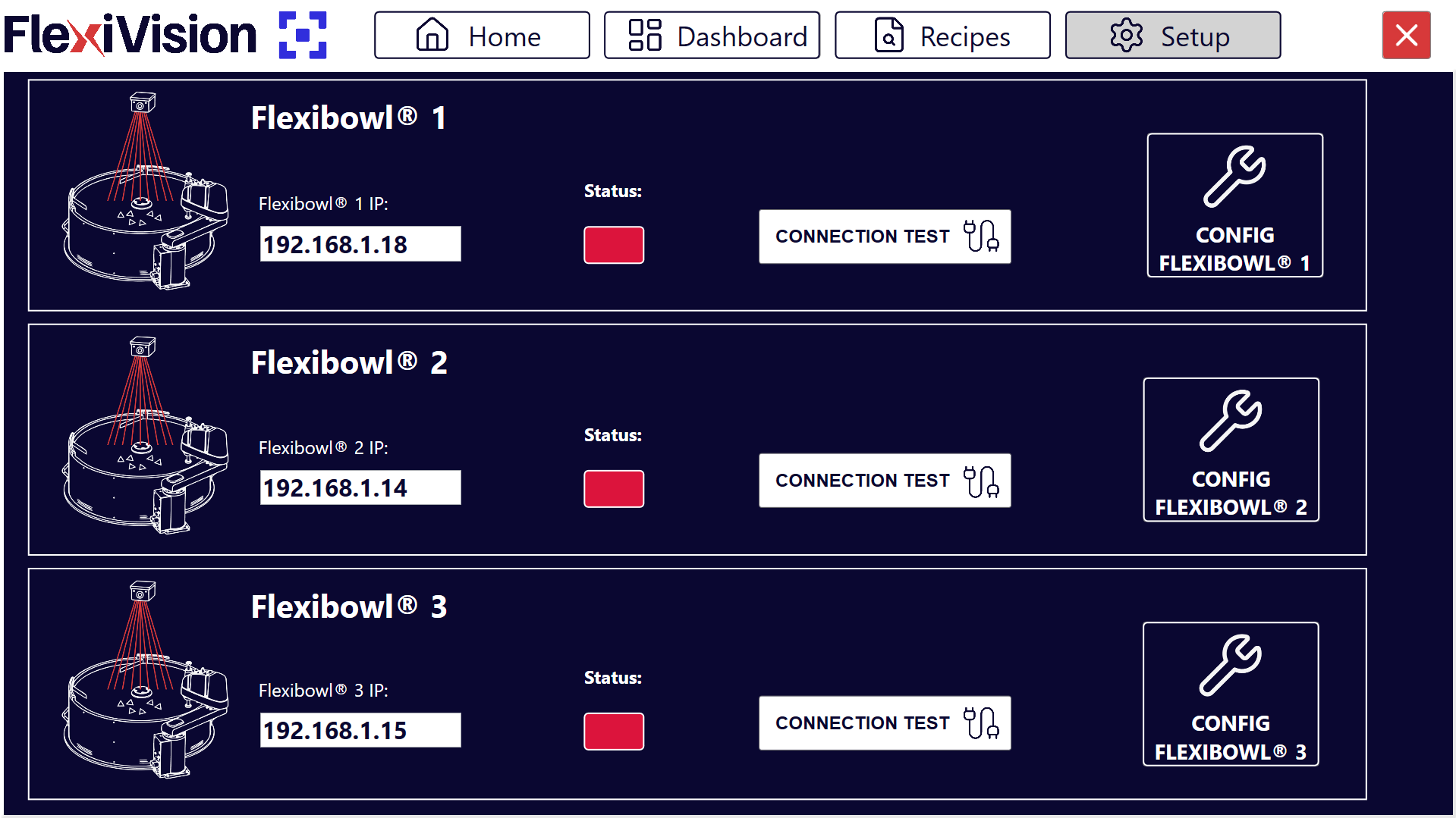 Pagina FlexiBowl Setup