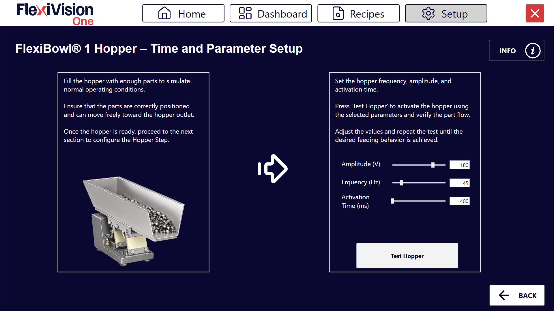 Hopper Time Setup